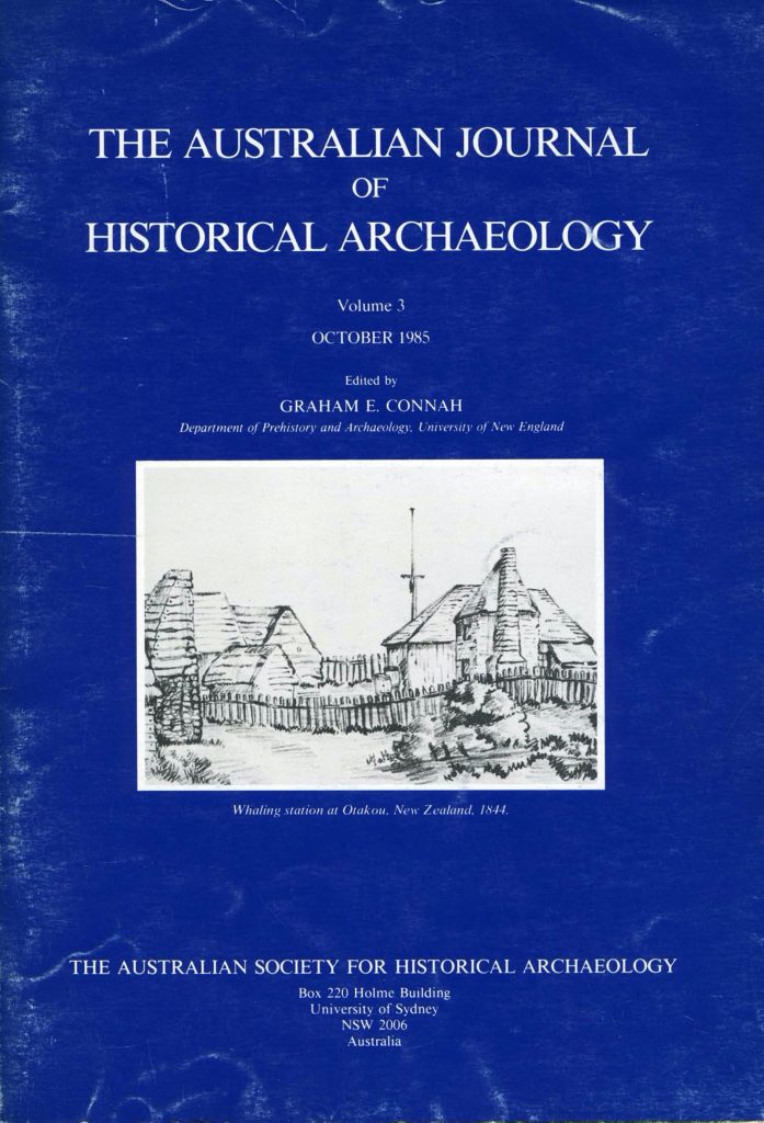 Cover of Australasian Historical Archaeology volume 3 (1985))