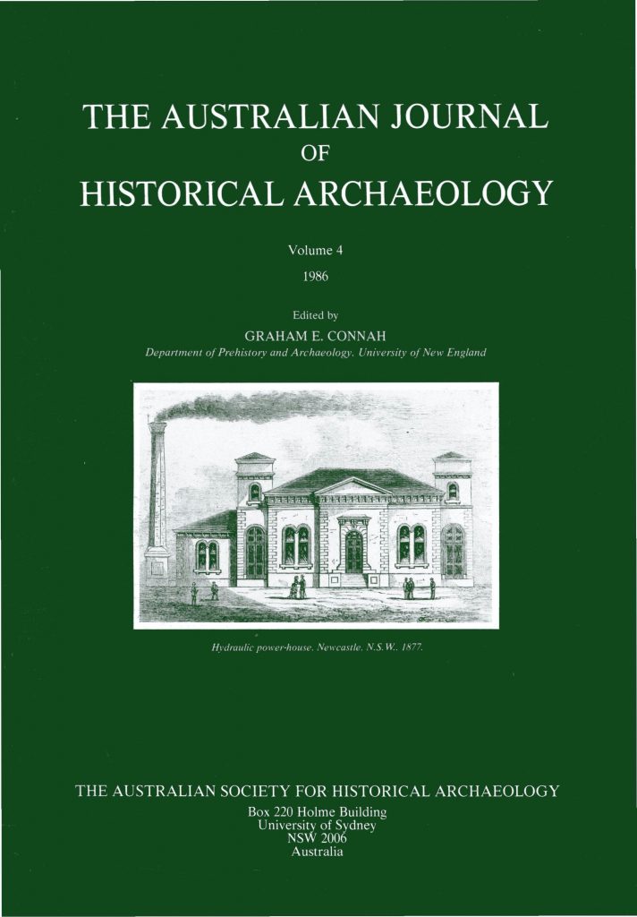 Cover of Australasian Historical Archaeology volume 4 (1986)
