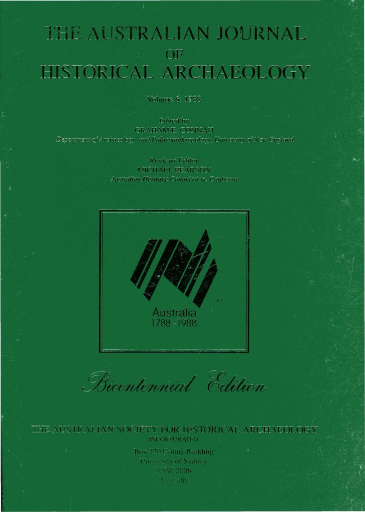 Cover of Australasian Historical Archaeology volume 6 (1988)