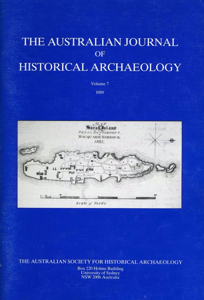 Cover of Australasian Historical Archaeology volume 7 (1989)