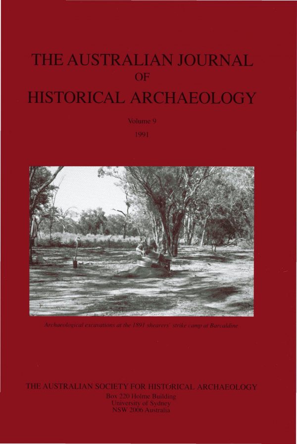 Cover of Australasian Historical Archaeology volume 9 (1990)
