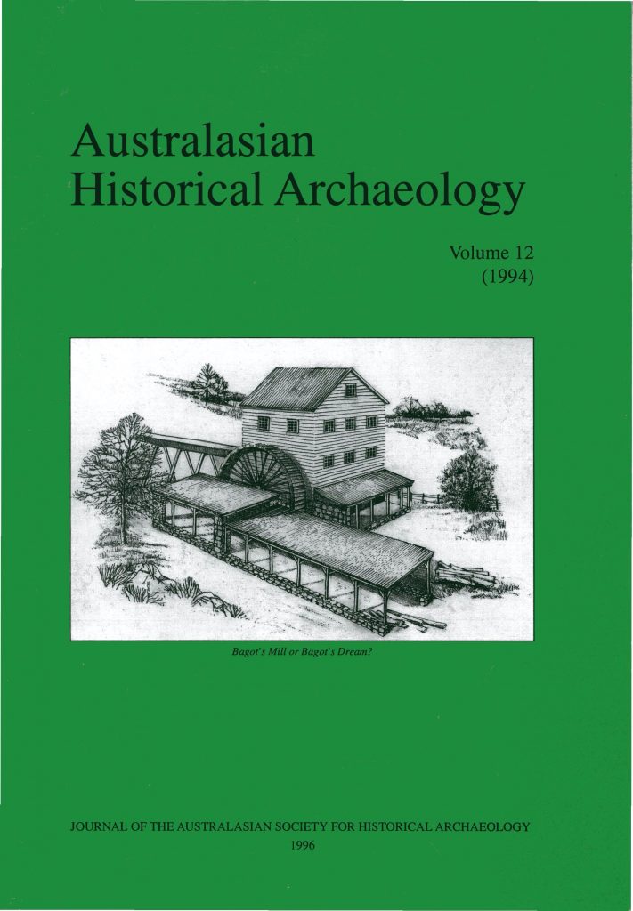 Cover of Australasian Historical Archaeology volume 12 (1994)