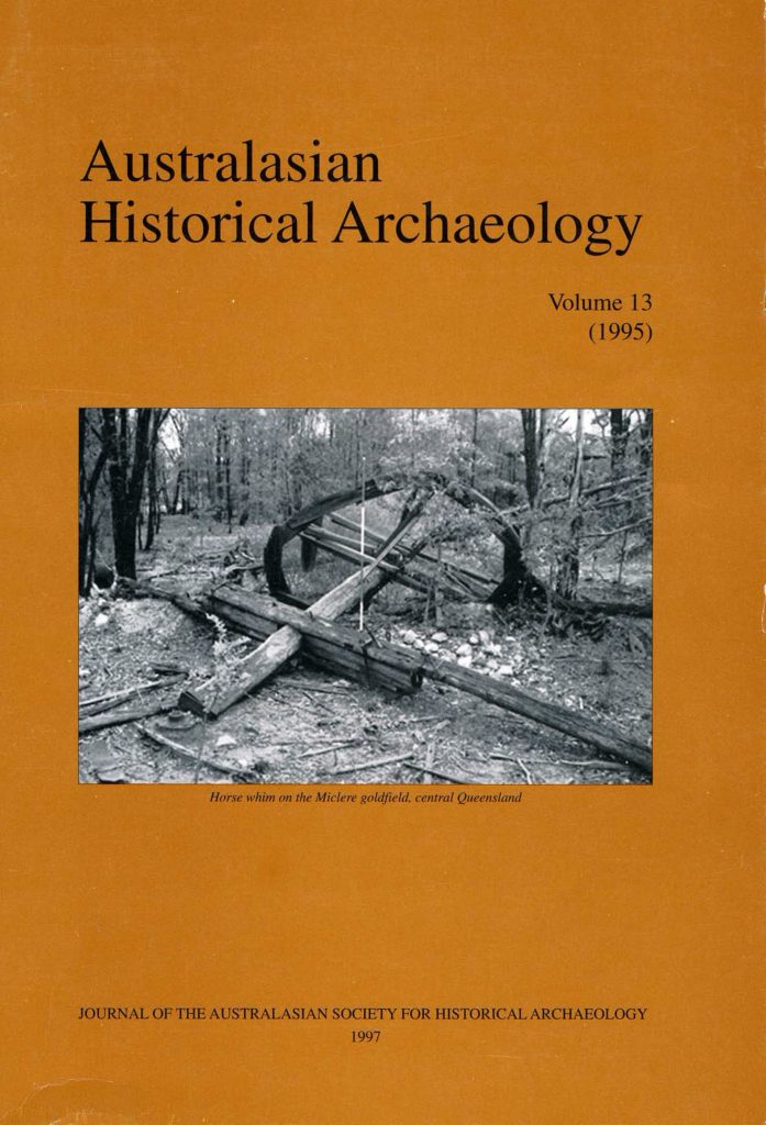 Cover of Australasian Historical Archaeology volume 13 (1995)