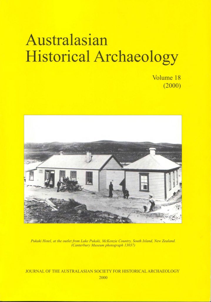 Cover of Australasian Historical Archaeology volume 18 (2000)
