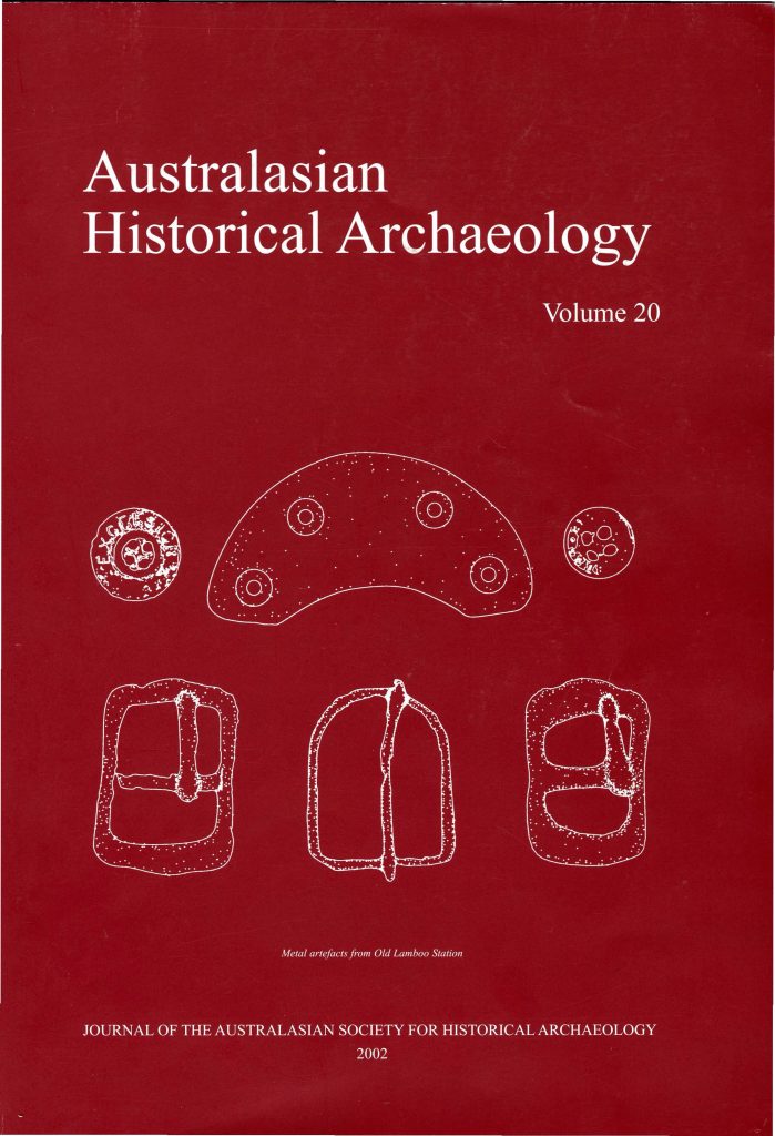 Cover of Australasian Historical Archaeology volume 20 (2002)