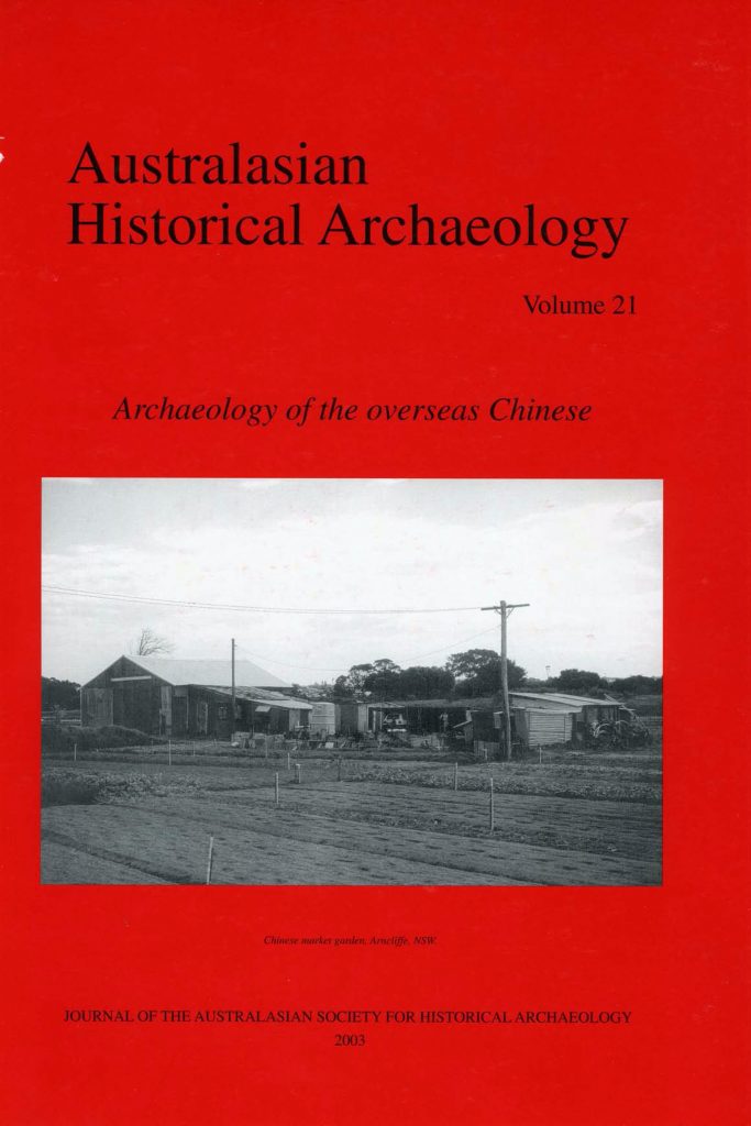 Cover of Australasian Historical Archaeology volume 21 (2003)