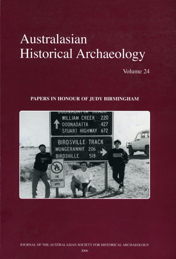 Cover of Australasian Historical Archaeology volume 24 (2006)