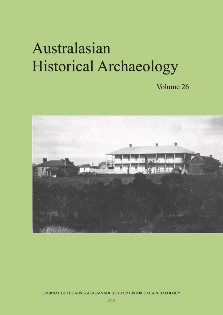 Cover of Australasian Historical Archaeology volume 26 (2008)