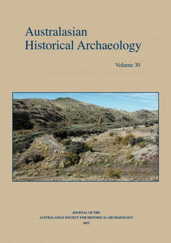 Cover of Australasian Historical Archaeology volume 30 (2012)