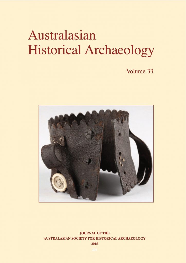 Cover of Australasian Historical Archaeology volume 33 (2015)
