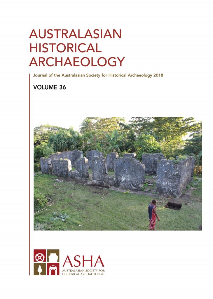 Cover of Australasian Historical Archaeology volume 36 (2019)