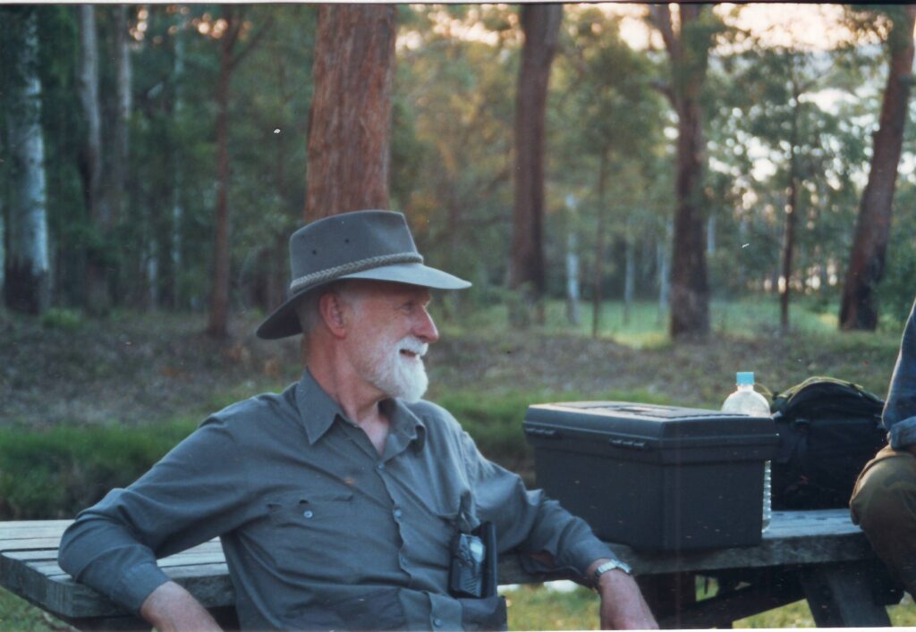 Graham Connah in 2001 at Lake Innes excavations Port Macquarie, photo courtesy of Rob Tickle