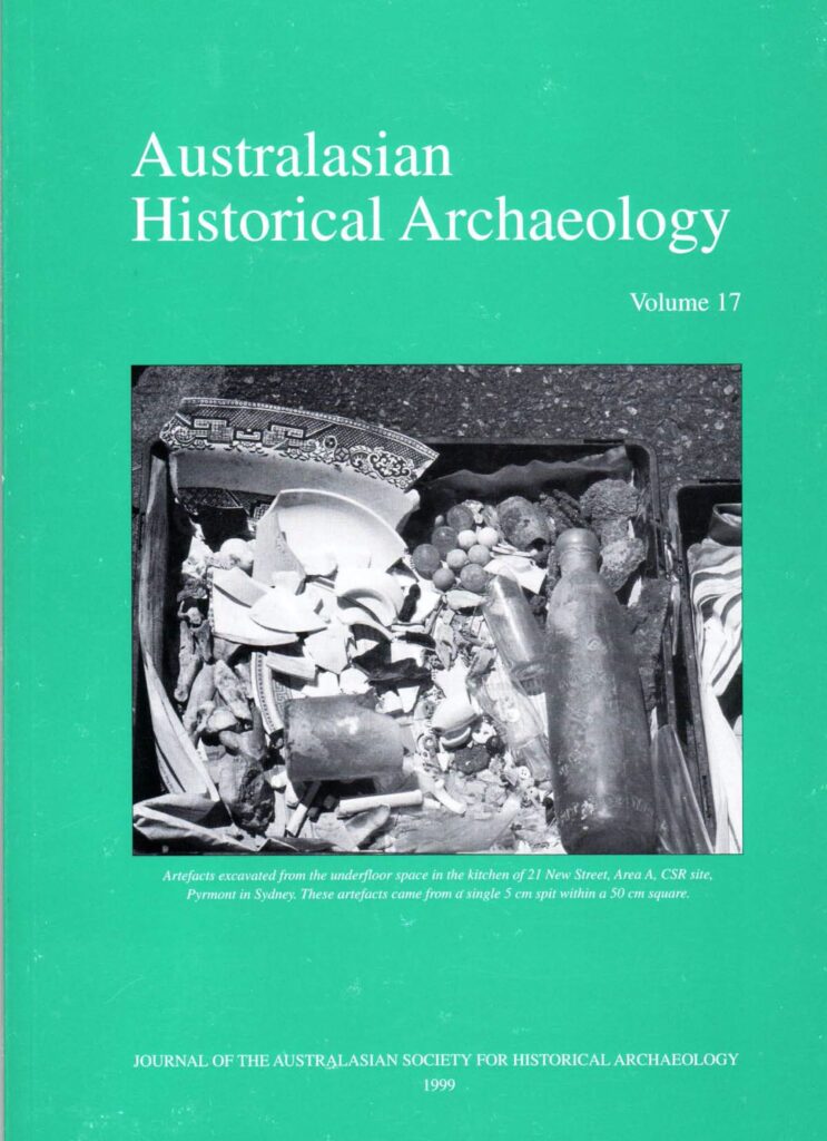 Cover of Australasian Historical Archaeology volume 17 (1999)