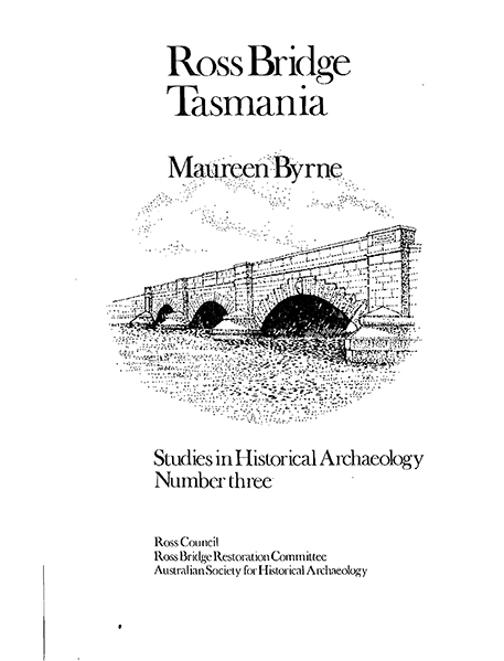 Book cover: Ross Bridge Tasmania. Cover image: line drawing of the Ross Bridge