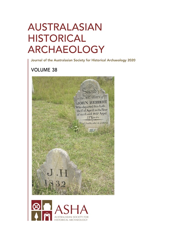 Cover of Australasian Historical Archaeology volume 38 (2020)