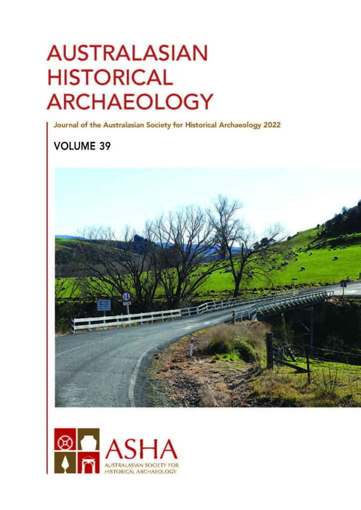 Cover of Australasian Historical Archaeology volume 39 (2022)