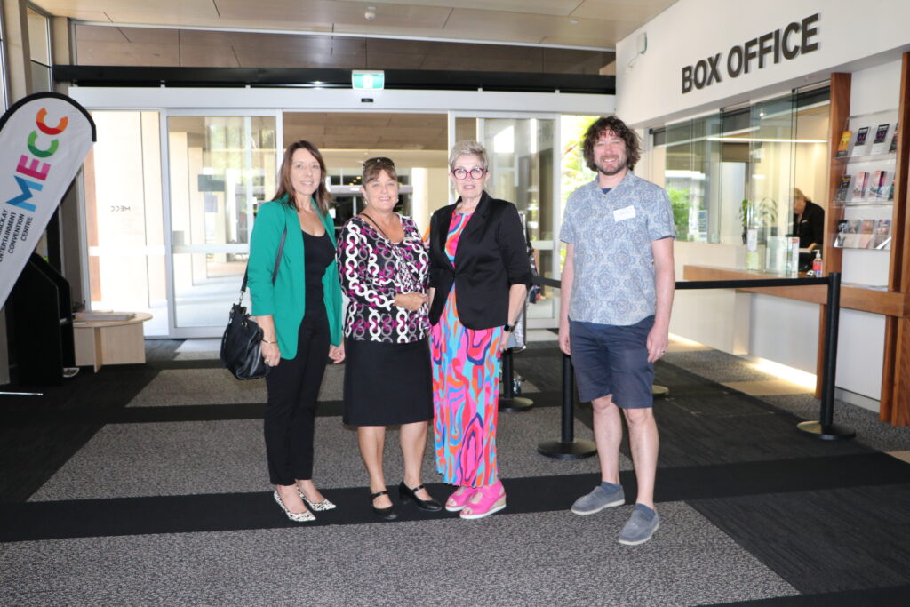 Mackay Regional Council members Belinda Hassan, Karen May and 
Fran Mann, with James Flexner